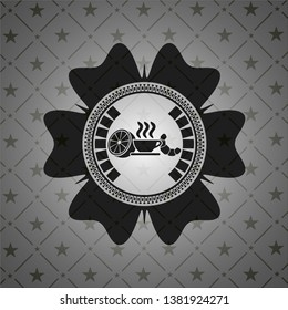 breakfast  icon inside realistic dark emblem