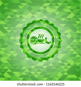 breakfast  icon inside realistic green mosaic emblem