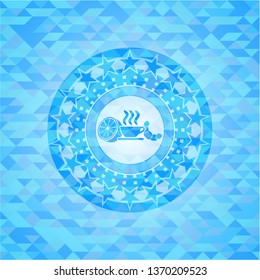 breakfast  icon inside realistic light blue mosaic emblem