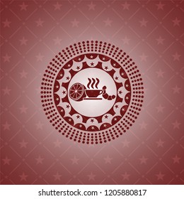 breakfast  icon inside realistic red emblem