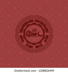 breakfast  icon inside realistic red emblem
