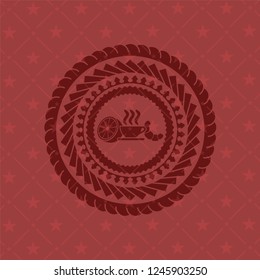 breakfast  icon inside red emblem. Vintage.