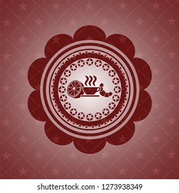breakfast  icon inside red icon or emblem