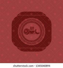 breakfast  icon inside red emblem. Vintage.