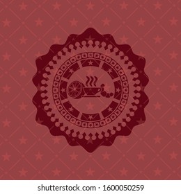 breakfast  icon inside red emblem. Vintage.