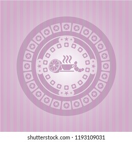 breakfast  icon inside retro pink emblem