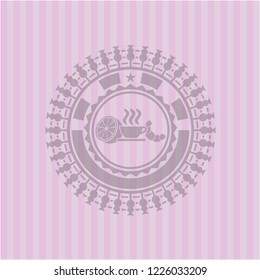 breakfast  icon inside retro pink emblem