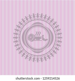 breakfast  icon inside retro pink emblem