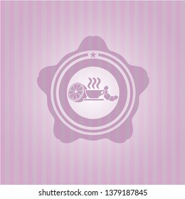 breakfast  icon inside retro pink emblem