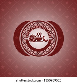 breakfast  icon inside retro red emblem
