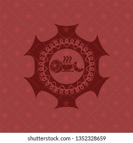 breakfast  icon inside retro red emblem
