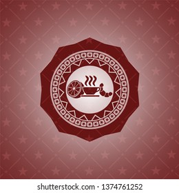 breakfast  icon inside retro red emblem