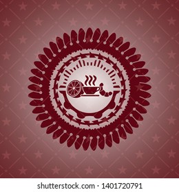 breakfast  icon inside retro red emblem