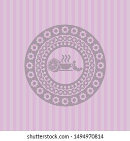 breakfast  icon inside retro style pink emblem