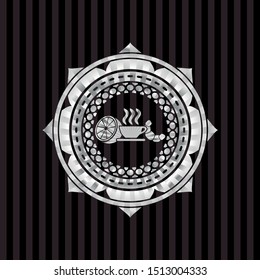 breakfast  icon inside silver badge or emblem