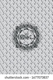 breakfast  icon inside silver shiny emblem. Scales pattern. Vector Illustration. Detailed.