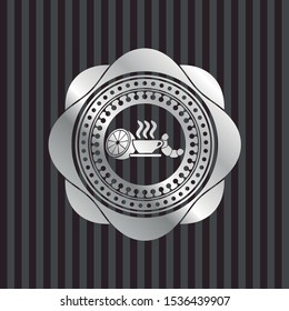 breakfast  icon inside silvery badge