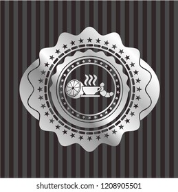 breakfast  icon inside silvery shiny emblem