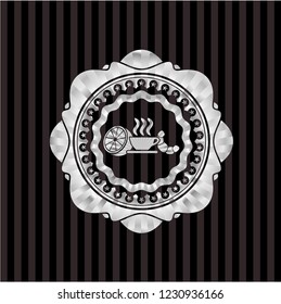 breakfast  icon inside silvery shiny emblem