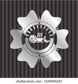 breakfast  icon inside silvery shiny badge