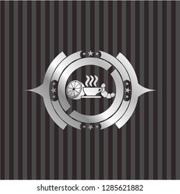 breakfast  icon inside silvery shiny emblem