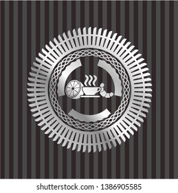 breakfast  icon inside silvery shiny emblem