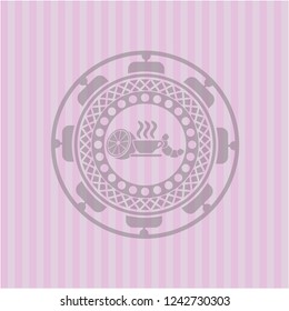 breakfast  icon inside vintage pink emblem