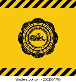 breakfast  icon inside warning sign, black grunge emblem. Vector Illustration. Detailed. 