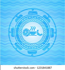 breakfast  icon inside water representation emblem.