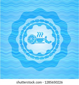 breakfast  icon inside water representation badge.