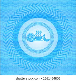 breakfast  icon inside water wave concept style badge.