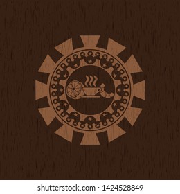 breakfast  icon inside wood emblem. Vintage.