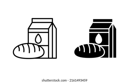 breakfast icon, milk with bread for breakfast icon vector