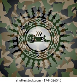 breakfast  icon on camo texture. 