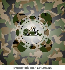 breakfast  icon on camouflage pattern