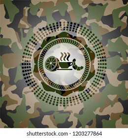 breakfast  icon on camouflage texture