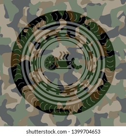 breakfast  icon on camouflaged pattern