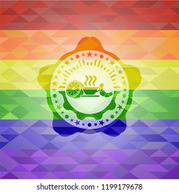 breakfast  icon on mosaic background with the colors of the LGBT flag
