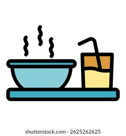 Breakfast icon. Outline breakfast vector icon color flat isolated