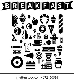 Breakfast icon set