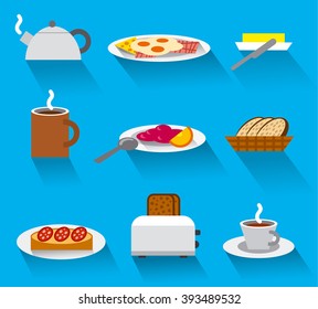 breakfast icon set