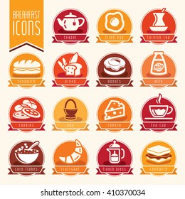 Breakfast icon set