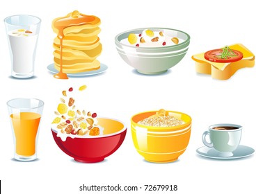 breakfast icon set