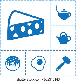 Breakfast icon. set of 6 breakfast filled icons such as teapot, donut, knife, egg