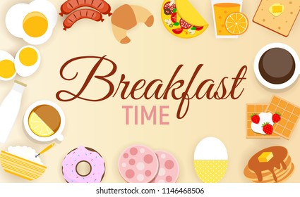 Breakfast Icon Set Background in Modern Flat Style Vector Illustration EPS10