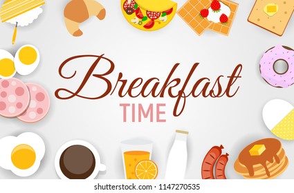 Breakfast Icon Set Background in Modern Flat Style Vector Illustration EPS10