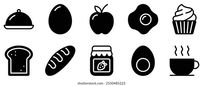 Breakfast Icon Set Delightful Solid Style Collection for Morning Favorites