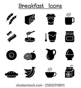 Breakfast icon set in glyph style