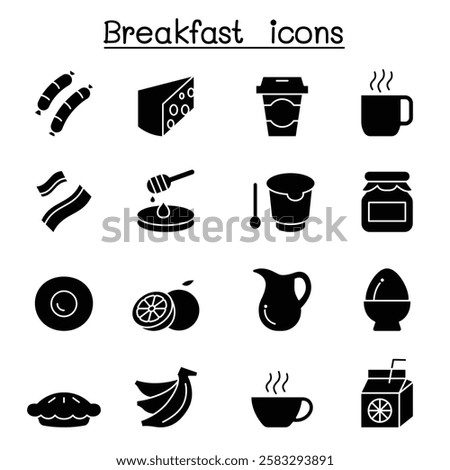 Breakfast icon set in glyph style