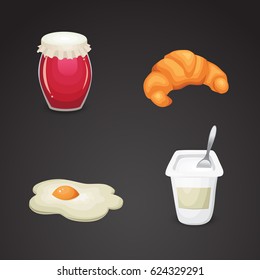Breakfast icon set on neutral background. Vector art.